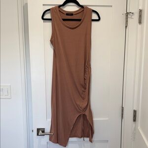 Sleeveless Ruched Midi Dress in Tan by A New Day